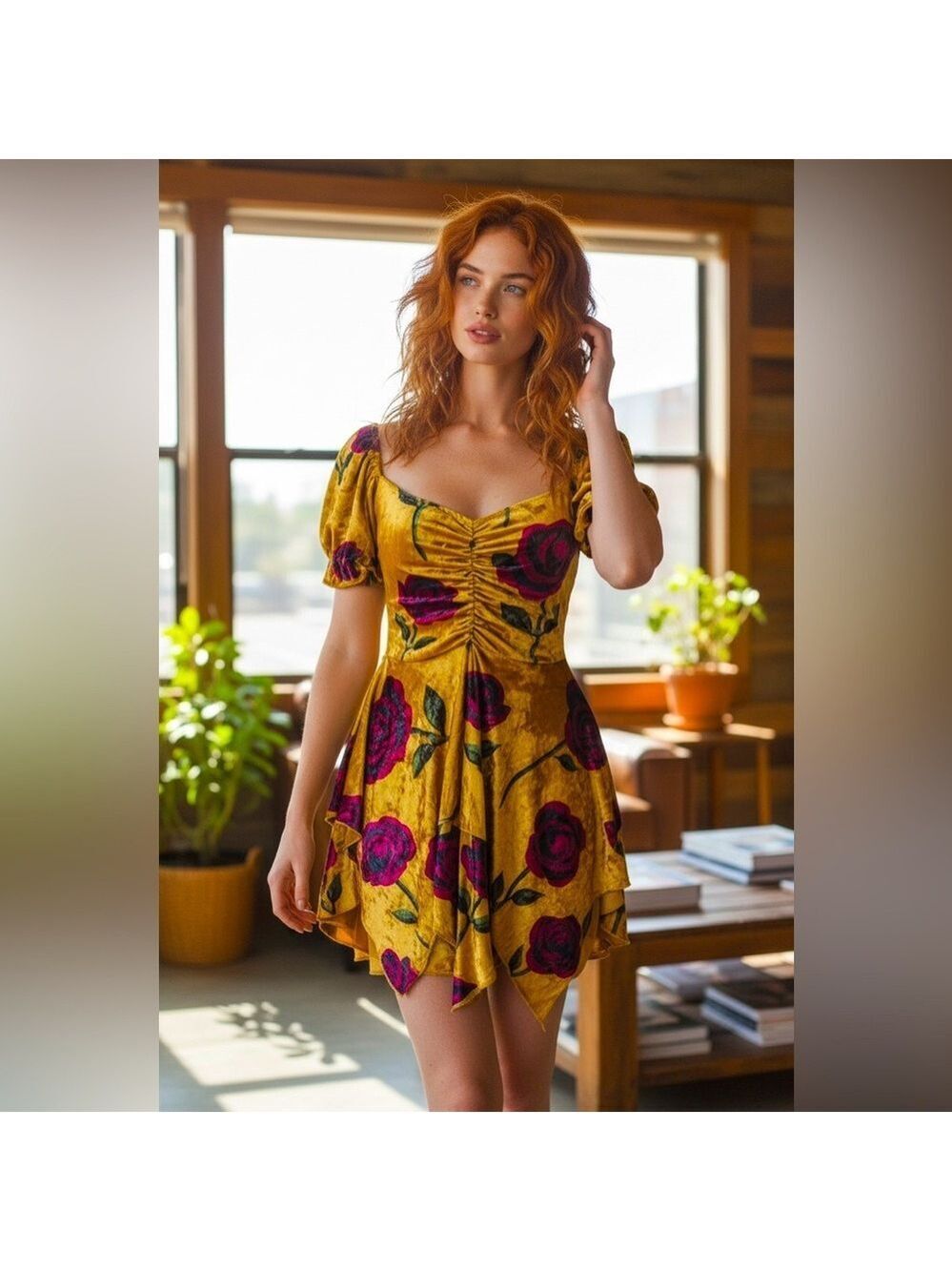 NWT Small Dolls Kill Current Mood Chasin’ Rainbows Mini Dress Floral Vel…